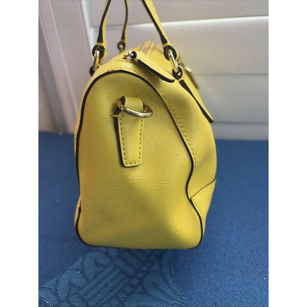 Coach Saffiano Leather Mini Satchel Handbag Yellow W/ Hangtag Double Straps